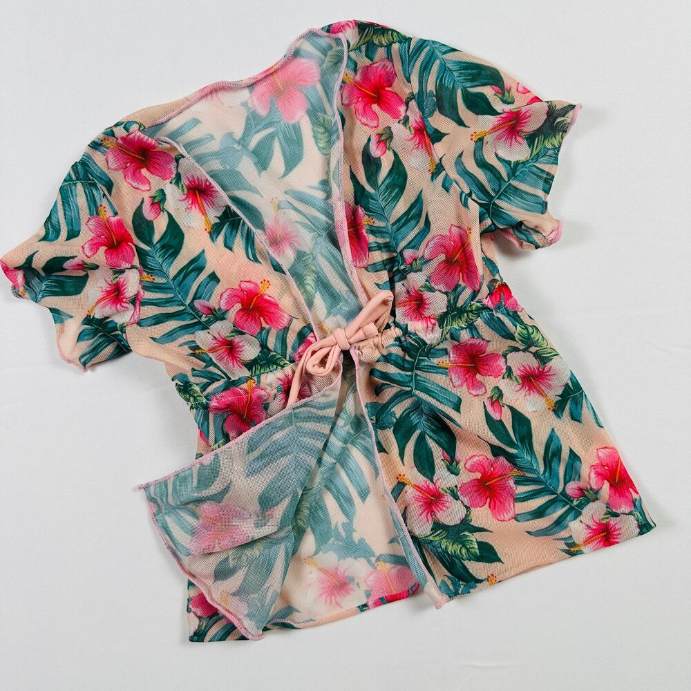 Tropical Floral Swim Suit Cover Up Sheer Robe Sz 6-9 mo